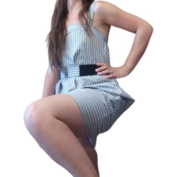 BCBGENERATION Gray With White Stripes Asymmetrical Dress Size Small! - Picture 7 of 15